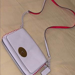 White/ hot pink coach crossbody bag
